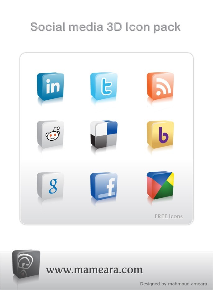 Free Social media 3D icon pack - Social Media 3D Icon Pack