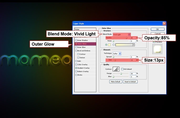 Step05Glow - Cool light effects on dark background tutorial