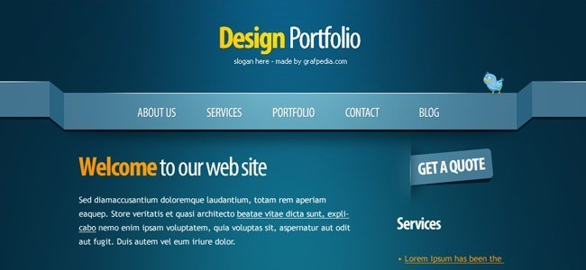 Create a clean PSD layout with a 3D look - 21 Photoshop Web Design Layout Tutorials