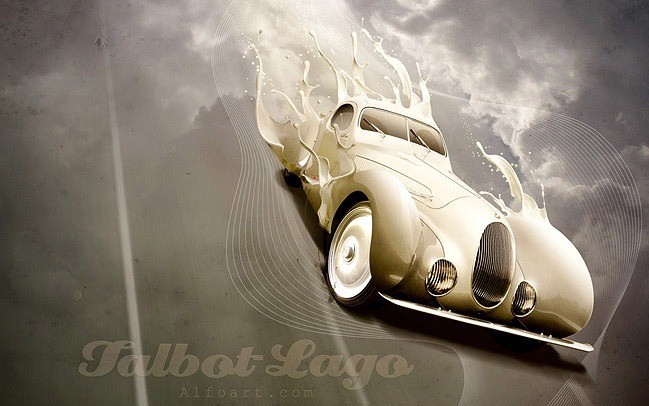 Luxury retro car poster with paint splashing effect - 19 Photo Manipulation Tutorials for Photoshop #2