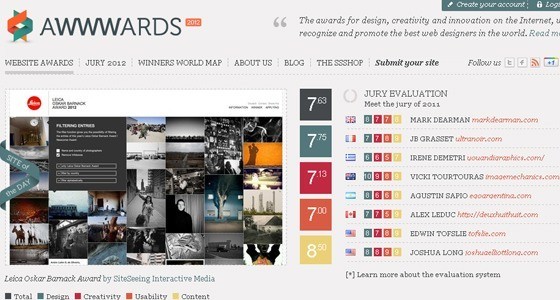 AWWWARDS - 25+ Best CSS Web Design Galleries