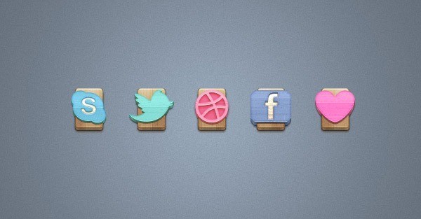 Wood Social Icons