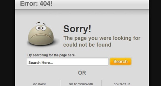 YouCastr - 30+ Superb 404 Not Found Error Page Designs