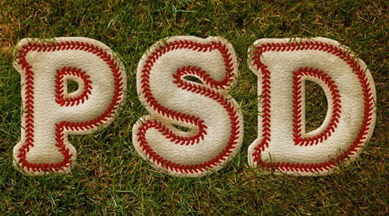 baseball text effect - 50 Best Photoshop Text Effects Tutorials