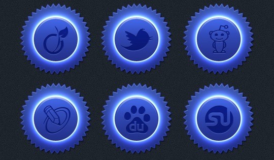 blue social icons - Social Media Icons and buttons with downloadable Source Files