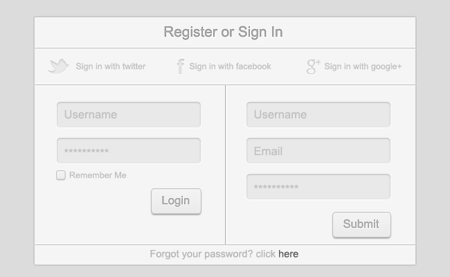 preview - Light Grey Registration Form PSD Template