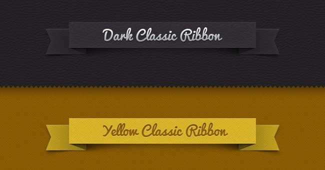 003 classic ribbon vintage leather psd - Free PSD Web Elements