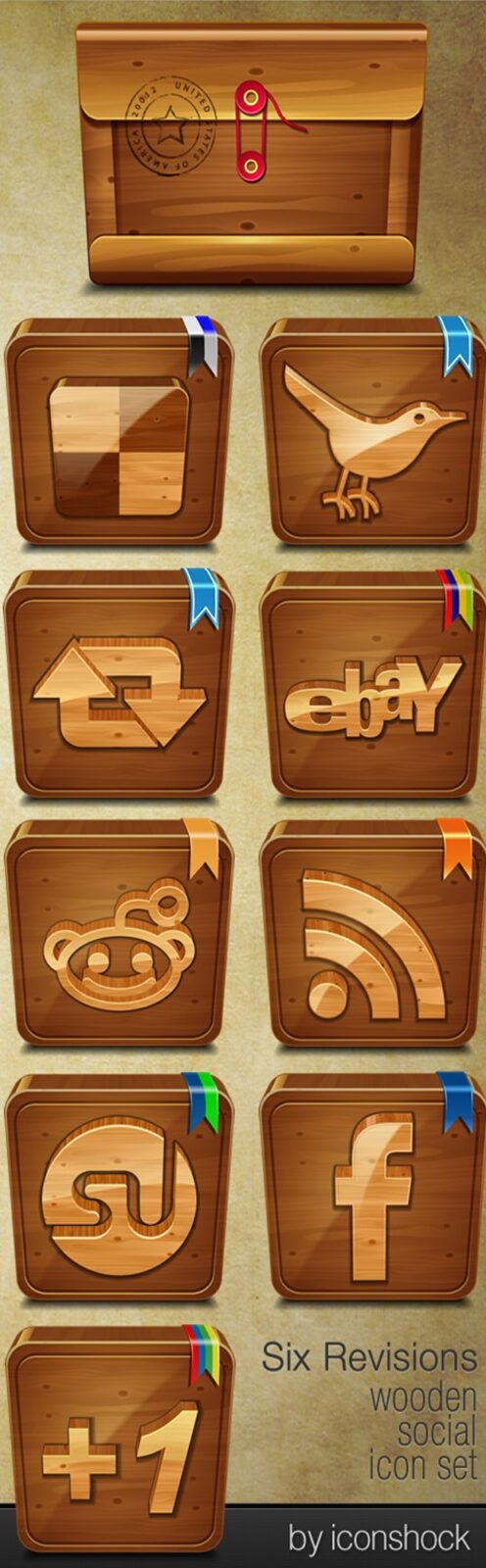 woodface large vectorgab - Wooden Social Media Awesome Vectors
