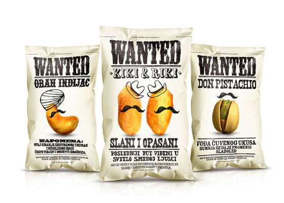 Wanted Snacks - Fully Illustrated Package Designs