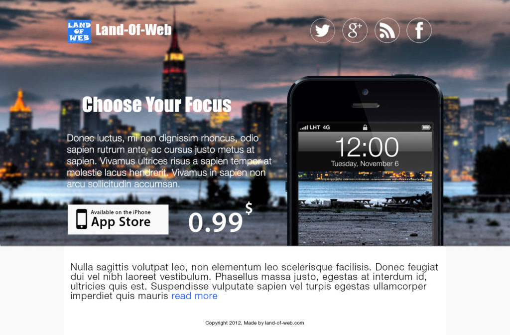 iphone5 app wd 1024x672 - FREE iPhone5 App Landing Page PSD Template