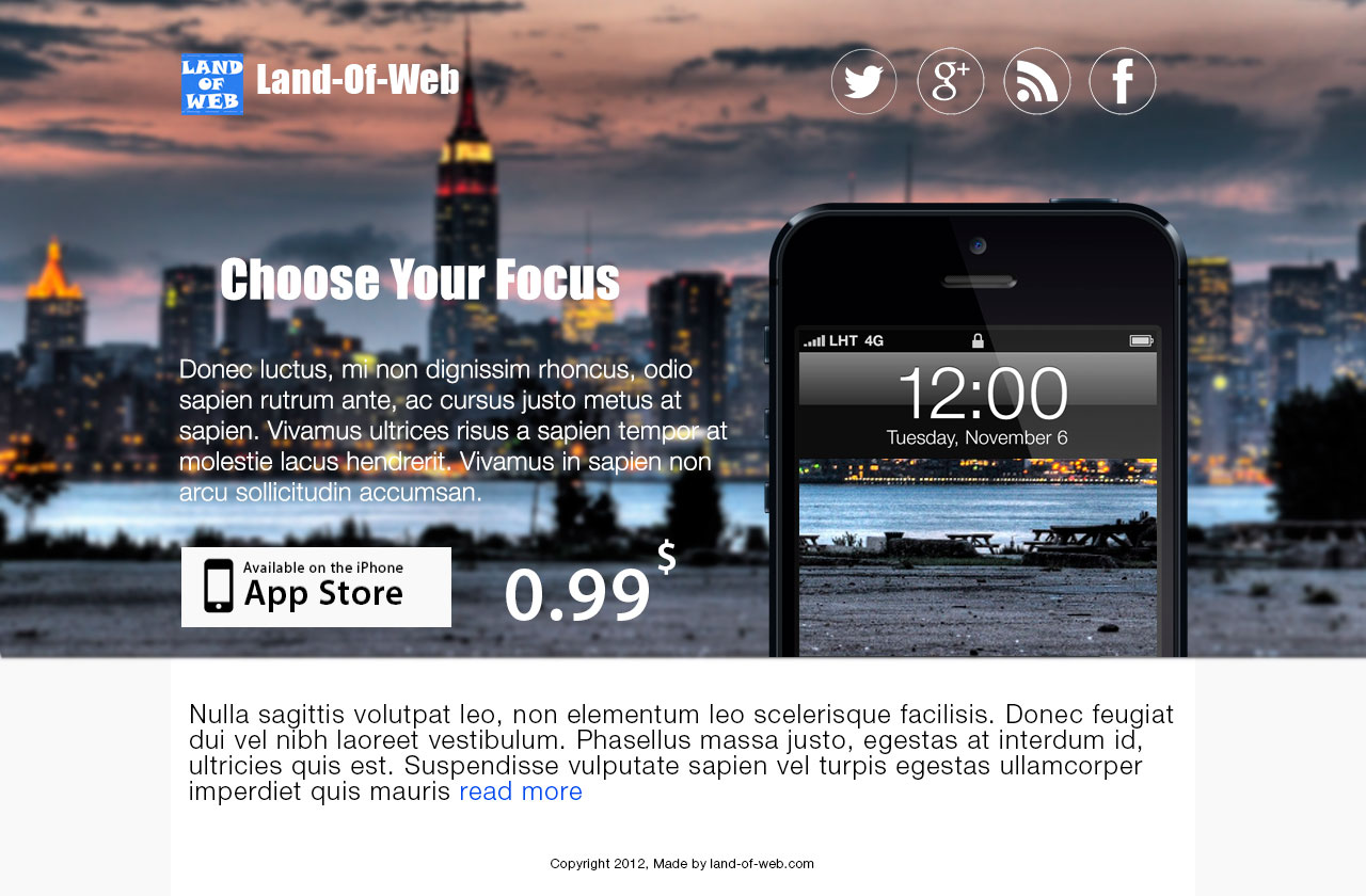 iphone5 app wd - FREE iPhone5 App Landing Page PSD Template