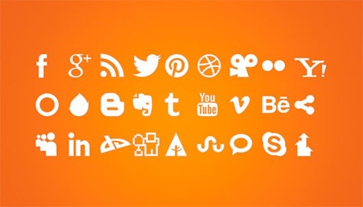 preview orange icons - FREE White Social Icons PSD