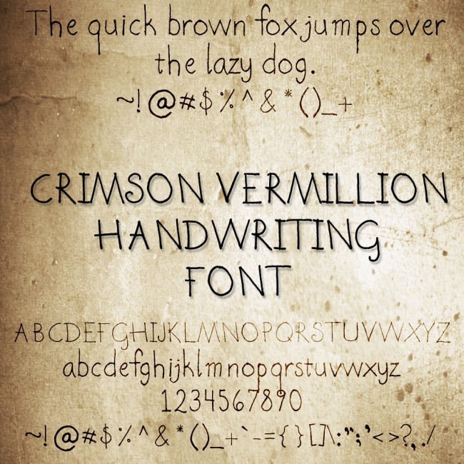 CrimsonVermillion Font by crimsonvermil stock e1363864083611 - Free Handwritten Fonts