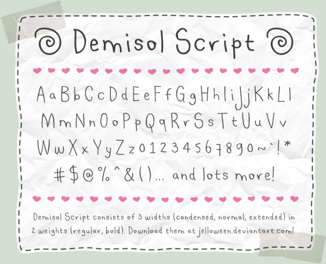 font  demisol script   free by jelloween d3feuz1 e1363864875130 - Free Handwritten Fonts