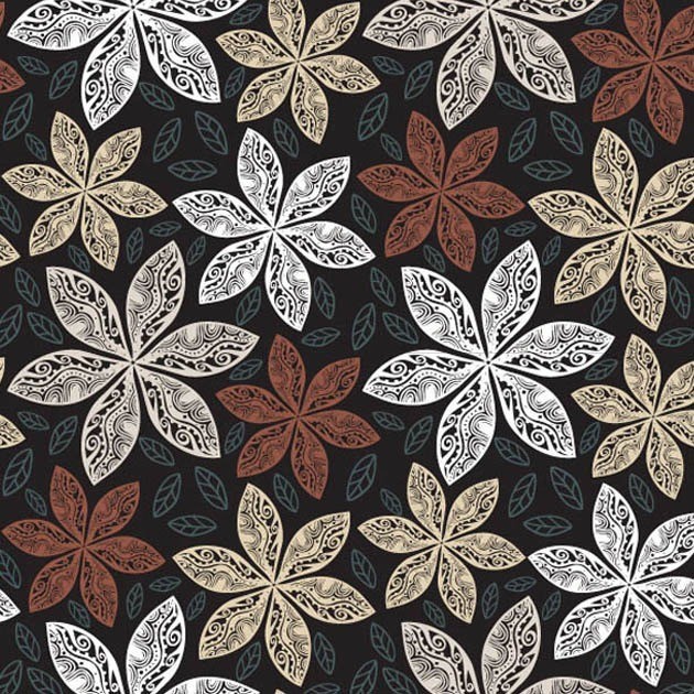 brownpattern l - Brown flower patterns vector