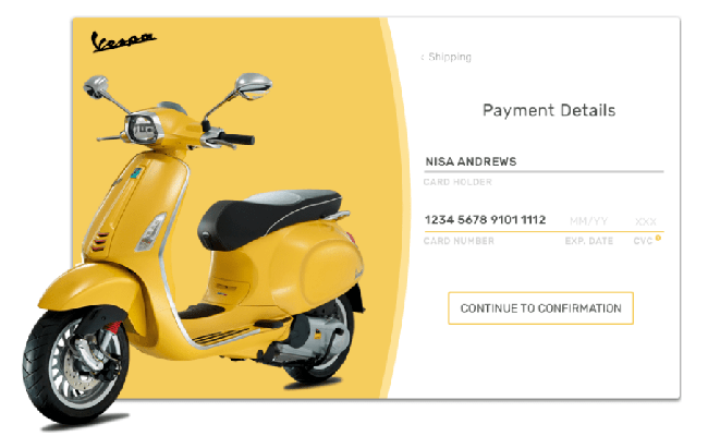 vespa credit card checkout - 30 Amazing Payment Form Designs for Your Inspiration