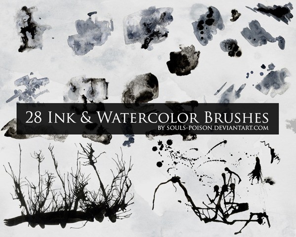 28 Ink and Watercolor Brushes - Free Ink and Watercolor Brushes for Photoshop
