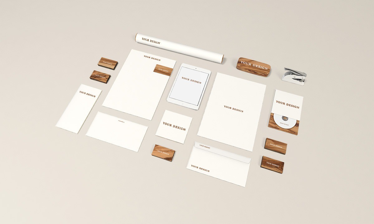 Stationery MockUp Wood Edition - 60+ Branding, Identity & Stationery Free PSD Mockups