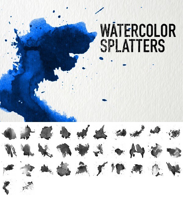 Watercolor Splatters - Free Ink and Watercolor Brushes for Photoshop