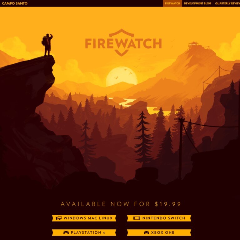 Firewatch game website parallax scrolling example