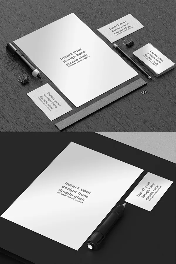 Free Black and White Stationery Mockup - 60+ Branding, Identity & Stationery Free PSD Mockups